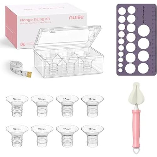 Nuliie 5-in-1 Flange Sizing Kit 18/19/20/21mm for 24mm Flange/Shield of Most Pumps, 8PCS Silicone Flange Inserts to Boost Pumping Efficiency & Comfort, BPA-Free Pump Essential for Moms