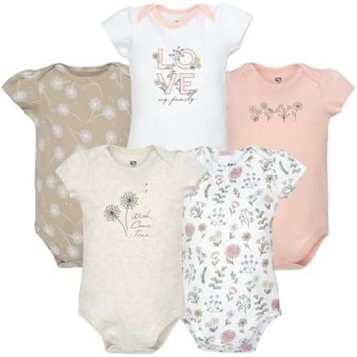 Hudson Baby Infant Girls Cotton Bodysuits 5-Pack