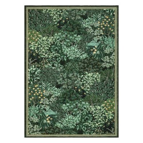 8'x10' Washable Botanical Living Room Rugs, Soft Non Slip Farmhouse Forest Bedroom Rug for Nursery Dining Room, Home Decor Woodland Rugs, Dark Green