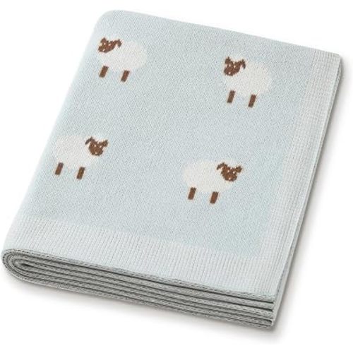 Organic Cotton Baby Blanket - Soft Luxury Knit Receiving Blanket for Newborns & Toddlers, Cozy Breathable Stroller Blanket with Pattern, Unisex, 30x40Inch（Sheep-Blue）
