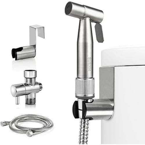 Bidet Sprayer for Toilet with Adjustable Water Pressure, Handheld Bidet Sprayer Kit, Bidet Sprayer Set- Stainless Steel