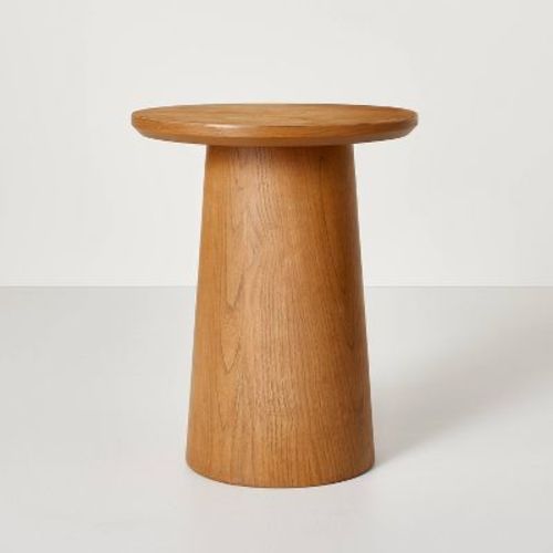 Wooden Round Pedestal Accent Side Table - Aged Oak - Hearth & Hand™ with Magnolia