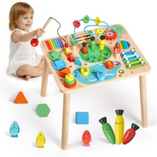 13-in-1 Wooden Toddler Activity Table Montessori Learning Desk for Kids 6-36 Months