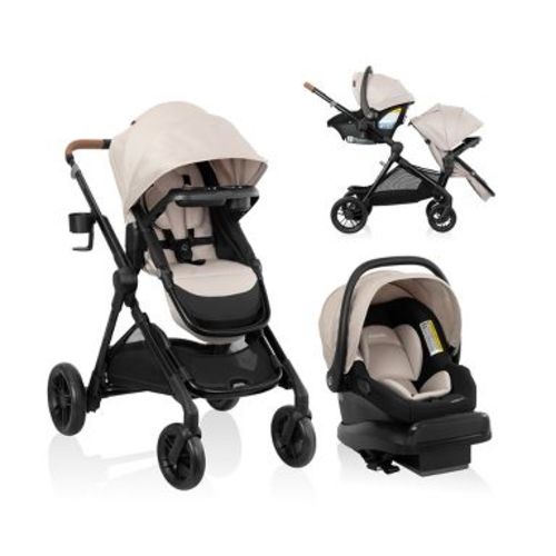 Evenflo Pivot Xpand Travel System with LiteMax NXT Infant Car Seat - Canyon Beige: Modular Design, Metal Frame, EVA Tires, Supports Infants 3 lbs+