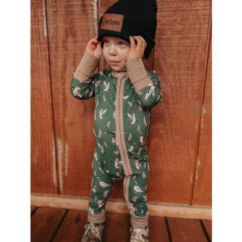 Mallard Madness bamboo zipper romper
