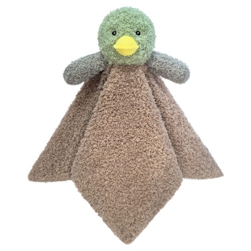 Doindute Baby Mallard Duck Soft Stuffed Animal Security Blanket, Plush Green Duck Character Lovey Blanket, Baby Shower/Nursery Gift, Newborn Infant Toddler Snuggle Blankie for Boys Girls, 14 Inches