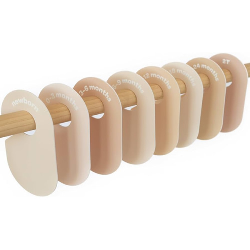 3 Sprouts Baby Closet Dividers Set of 8 - Baby Clothes Organizer Toddler Hanger, Double-Sided Size Labels - Nursery Organization for Baby Clothing Newborn Infant to 2T Boy & Girl - Neutral Solid