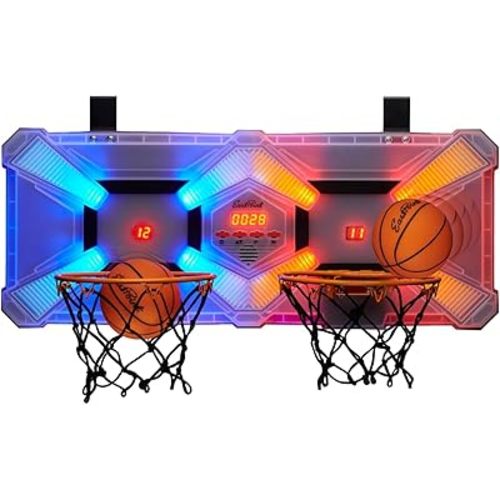 EastPoint Mini Basketball Hoop - Multi Color, Pack of 1 - Head-to-Head Indoor Competition & Basketball Games - Light-Up Scoring LEDs & Indoor Hoop - Compact Design & Basement Games