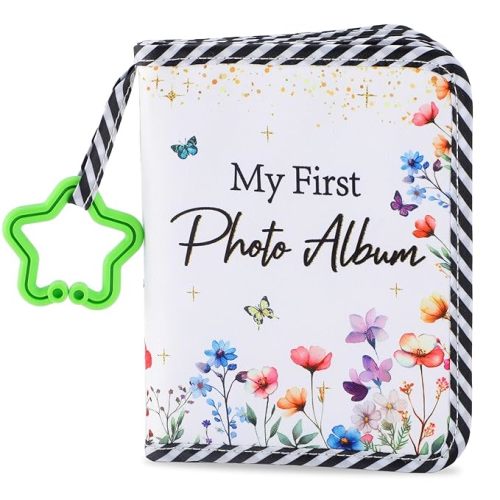 Baby's My First Family Album Soft Photo Cloth Book Wildflower Butterfly My First Book of Photos Floral Baby Memory Album Gift Holds 4x6 Pictures for Babies Newborn Toddler & Kids Baby Shower
