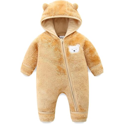 Babymine Baby Romper Infant Hooded Jumpsuit Long Sleeve Footed Onesie Outwear Outfits
