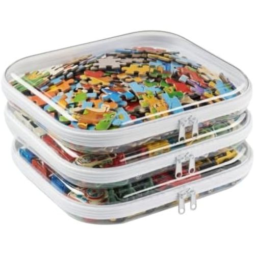 3 Pcs Large Clear Hard Shell Zipper Case, 1.3mm Heavy Duty Plastic File Box