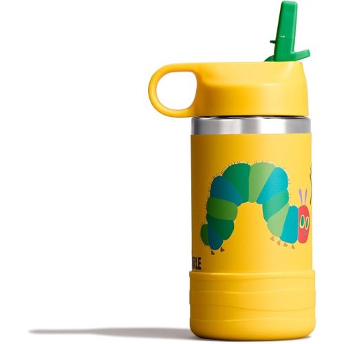 Hydro Flask Kids Water Bottle for School - Stainless Steel and Insulated with Straw Cap - 12 Oz World of Eric Carle Caterpillar Yellow