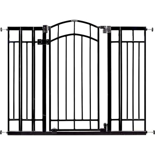 Ingenuity Multi-Use Decorative Extra Tall Walk-Thru Baby Gate, Fits Openings 28.5-48 Inch (Pack of 1), Black Metal, for Doorways and Stairways, 36' Tall Baby and Pet Gate, Black, One Size