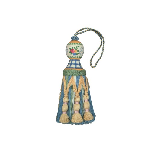 Hand Painted Tassel with flowers and Plaid