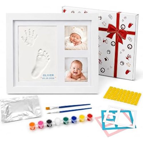 MICKYU Baby Hand and Footprint Kit, Clay Keepsake Frame, 9 x 11 in