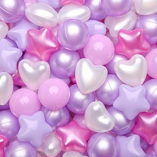 GOGOSO Ball Pit Balls,Plastics Balls for Ball Pit, Stars Hearts Shape for PastelBall for Toddlers Kids
