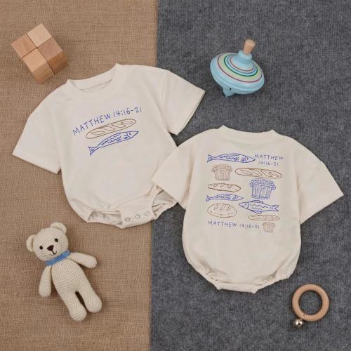 Matthew 14:16-21 Baby Romper, Bible Verse Baby Bodysuit, Christian Clothing, Five Loaves Two Fish, Religious Baby Clothes, Baby Shower Gift