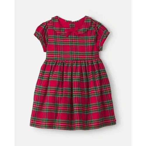 Baby Girl Holiday Plaid Short-Sleeve Dress - Red | Carter's