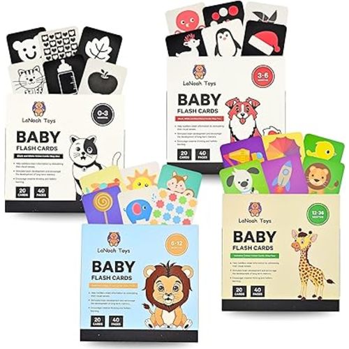 Baby Flash Cards: High Contrast Visuals for Babies - 4 Sets of Visual Stimulation Cards for Each Stage of Development. 80 Cards in Complete Set. Your Einstein Essentials!