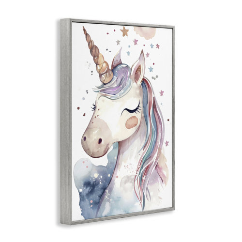 Dakota Fields Cute Unicorn under Stars Framed Giclee, design by Creative Studio | Wayfair