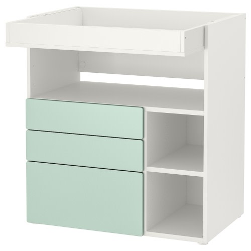 SMÅSTAD Changing table - white light green/with 3 drawers 35 3/8x31 1/2x39 3/8 "