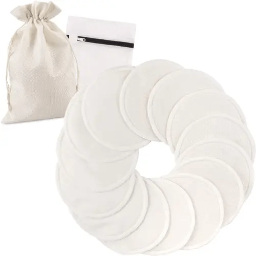 PHOGARY 14PCS Washable Nursing Pads, Reusable Organic Bamboo Breast Pads with Laundry Bag and Storage Bag - Soft, Absorbent, Hypoallergenic, Eco Pads for Breastfeeding