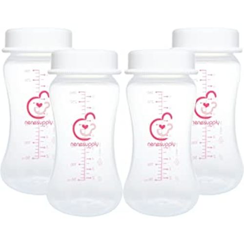 Nenesupply 9oz 4 Count Wide Neck Breast Pump Bottles Use as Bottles for Pumping with Spectra S1 Spectra S2 9 Plus Breast Pumps. Pump Bottles for Spectra Pump. Breastmilk Storage and Collection Bottles