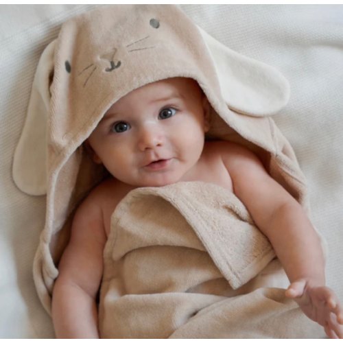 Taupe Bunny Hooded Baby Bath Wrap