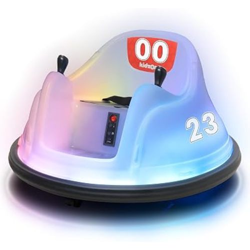 Kidzone 6V Ride On Bumper Car Kids 1.5-6 Years, White with Body Lights