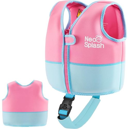 Kids Swim Vest Neoprene Swimming Aid with Adjustable Safety Strap for Age 1-3 and 3-6 (KS-PB, 1-3)