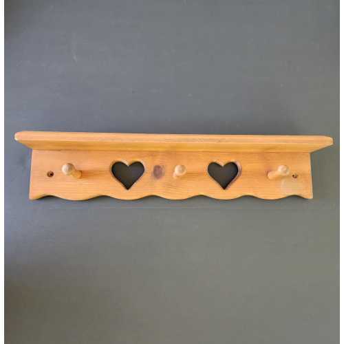 Vintage Wooden Wall Shelf | Heart Cutout | Plate Rail Groove | Rustic Farmhouse Decor | Collectible Display