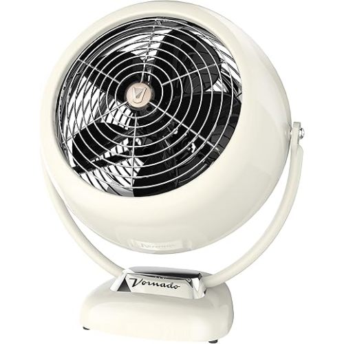 Vornado VFAN™ Sr. Vintage Fan, Large Retro Metal Air Circulator for Cooling & Decor, 3 Speeds, Adjustable Tilt, Durable Construction, Powerful Cooling Airflow, Floor Fan for Home, Vintage White