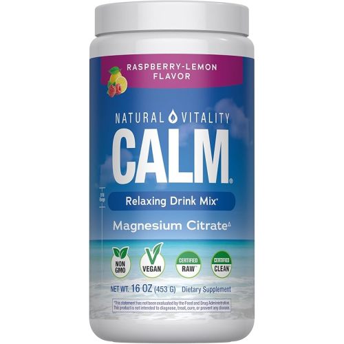 Natural Vitality Calm Magnesium 16oz Powder | Raspberry Lemon Flavored Supplement | Non-GMO, Vegan & Gluten Free Formula