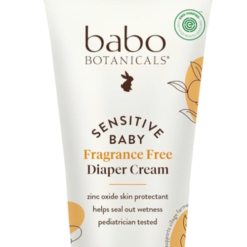 Babo Botanicals Sensitive Baby Fragrance-Free Diaper Cream - 25% Natural Zinc Oxide - Calendula, Shea & Cocoa Butter - EWG Verified - Vegan- From birth on