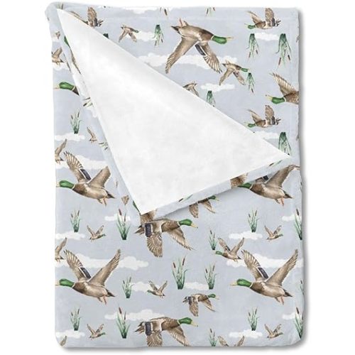 HawSkgFub Duck Hunting Mallard Hunter Baby Blankets Boy Girl Shower Gift, Wild Animal Reed Flannel Fleece Nursery Bed Receiving Swaddle, Soft Lightweight Newborn Infant Toddler Kids Crib Bedding 40x50