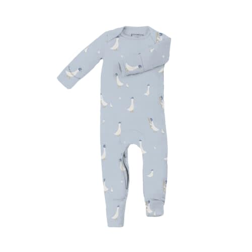 GUNAMUNA Convertible Baby Footie Pajamas, 2-in-1 Romper with Diaper-ZiP, Fold-Over Mittens & Cuffs