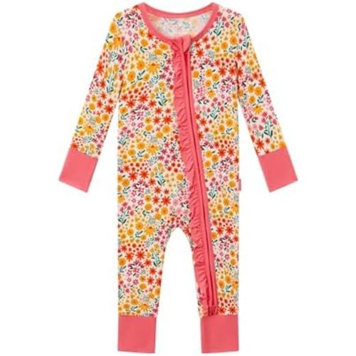 Bamboo Viscose Baby Girl Footless Pajamas Ruffled Baby Sleepers with 2 Way Zipper