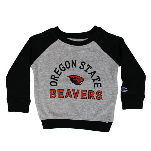 OSU Beaver Store: Infant Champion Black and Grey Raglan Sweatshirt with Beaver
