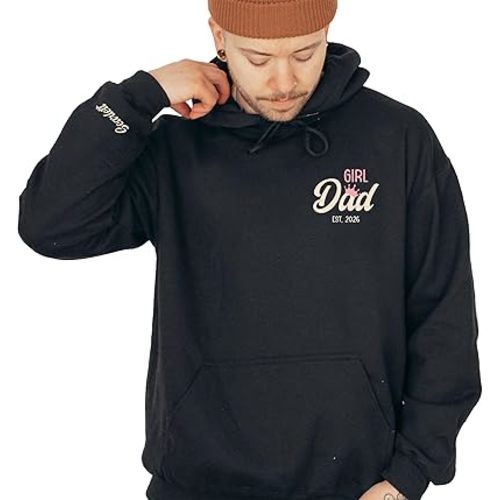 coreus Custom Girl Dad Hoodie for Men Dad Sweatshirt for Dad From Daughter New Daddy Gifts First Time Dada Birthday Crewneck Multi