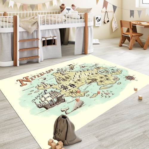 Neverland Map Rug: Kids Play Mat, Fantasy Decor