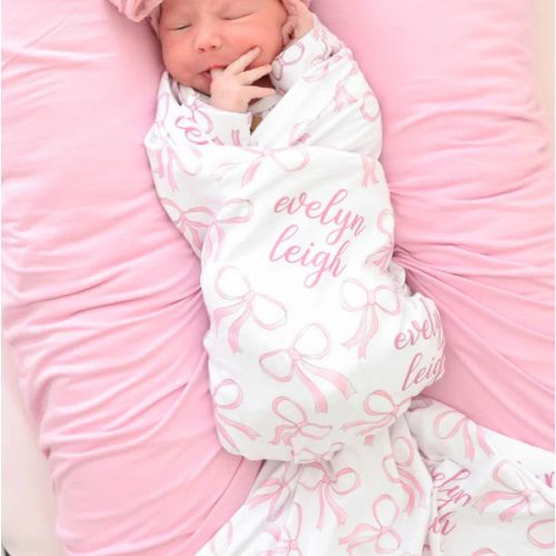 Blushing Bows Personalized Swaddle Blanket