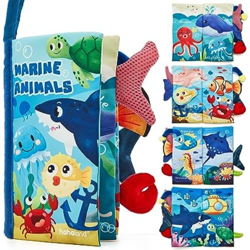 hahaland Baby Books 0-6 Months,Infant Tummy Time Toy Sensory Toys 6 to 12 Months Touch Feel Book Travel Toy Gifts for Boy Girl 0-3 Month Baby Shower Birthday Easter Basket Stuffers (Single)