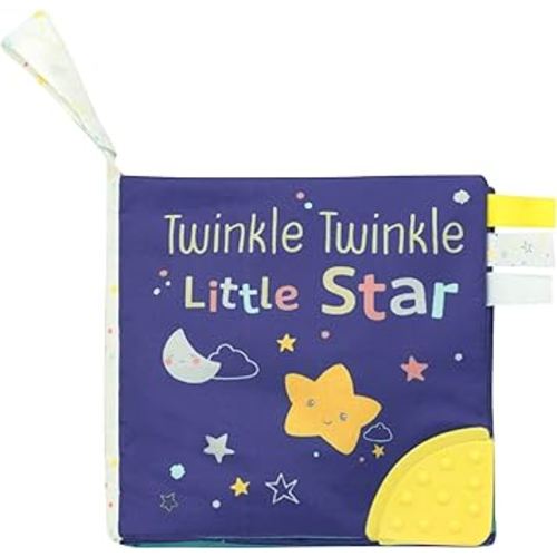 Magic Years 5 inch Soft, Crinkle Activity Book with Teether and Travel Strap for Baby, Twinkle, Twinkle Little Star, Multicolored