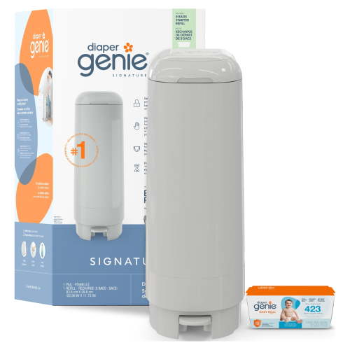 Diaper Genie Signature Odour Lock Diaper Pail, Gray, 9 Starter Bags - Walmart.ca
