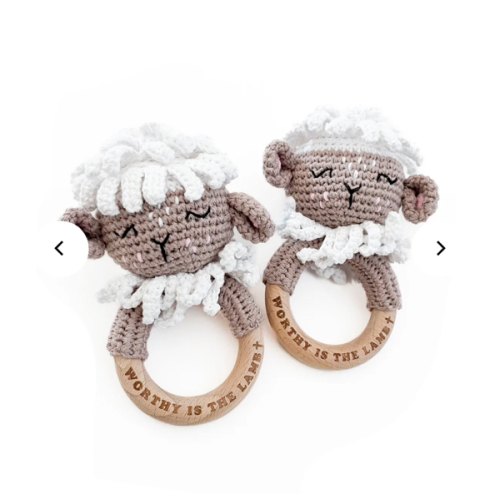 Worthy is the Lamb Knitted Teether Rattle