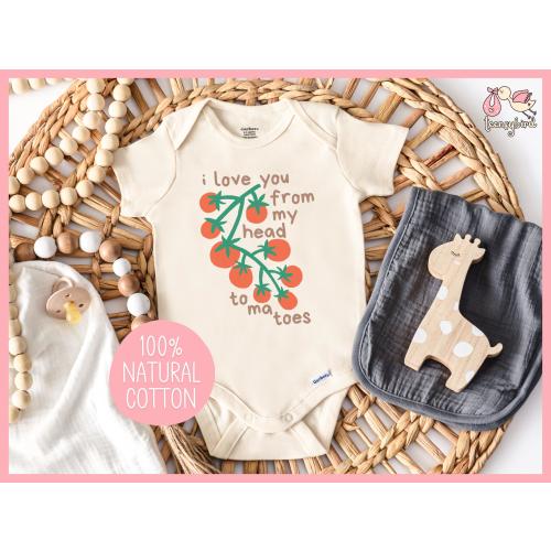 Cute Tomatoes Onesie®, I Love You From My Head Tomatoes Baby Bodysuit, Cute Tomato Baby Shower Gift for Newborn, Fruit Vegetable Baby Romper