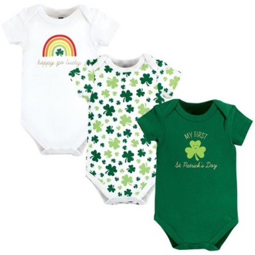 Hudson Baby Infant Girl Cotton Bodysuits, St Patricks Rainbow, 9-12 Months