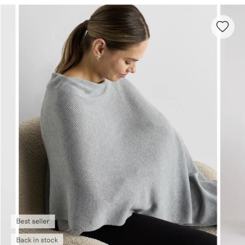 Lightweight Cotton Cashmere Nursing Shawl in Heather Oatmeal