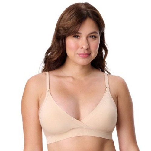 Motherhood Maternity Women's Maternity Wireless Seamless Wrap Nursing Bra- Nude, Large