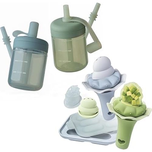 Moonkie Baby Straw Cup & Fruit Feeder, 2-Pack, Bundle